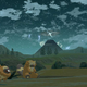 A Bidoof and Bibarel chilling out in Hisui.